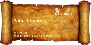 Mahr Levente névjegykártya